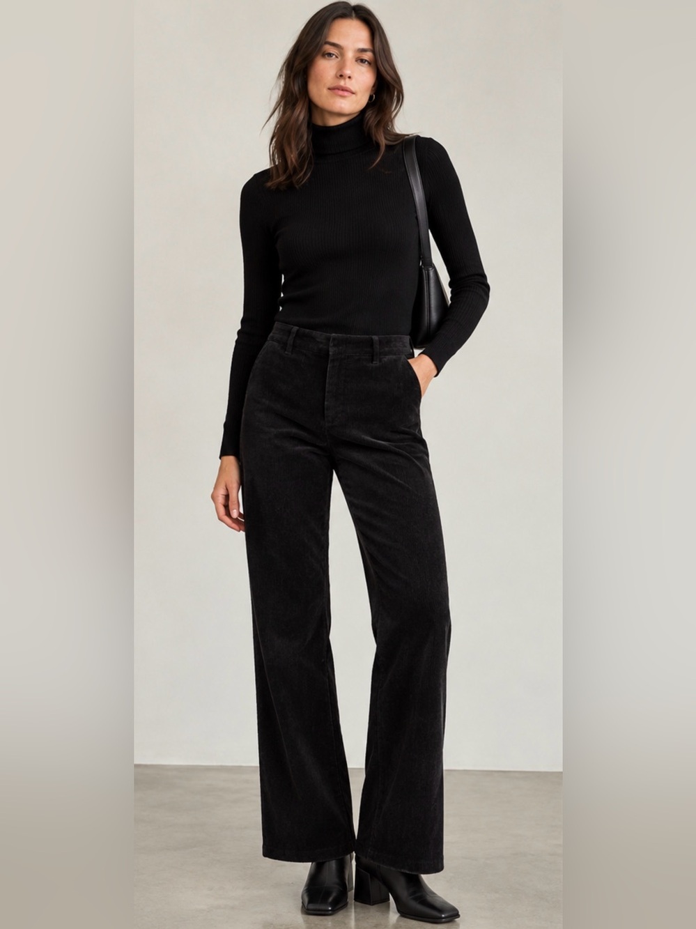 Vintage Gap Black Corduroy Wide Leg Trouser Pants Y2K Size 6